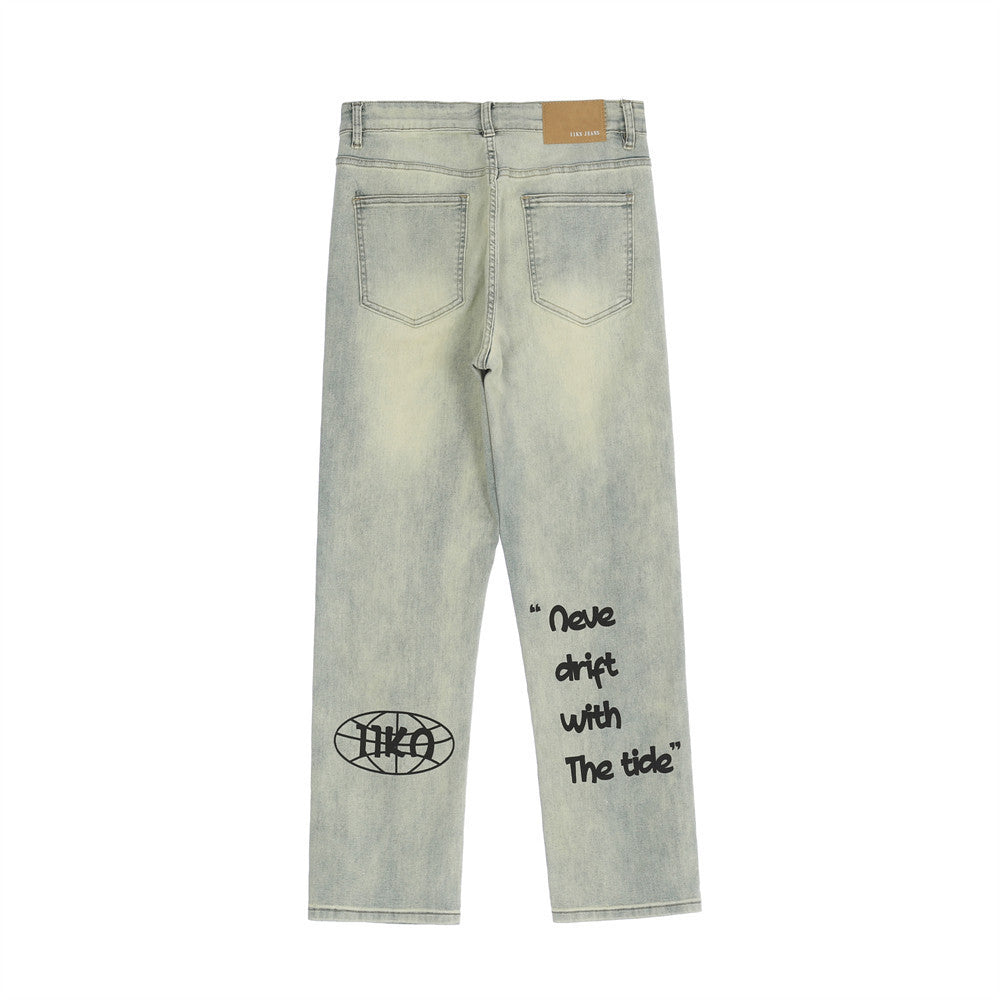 "EMBRACE" Washed Jeans Men