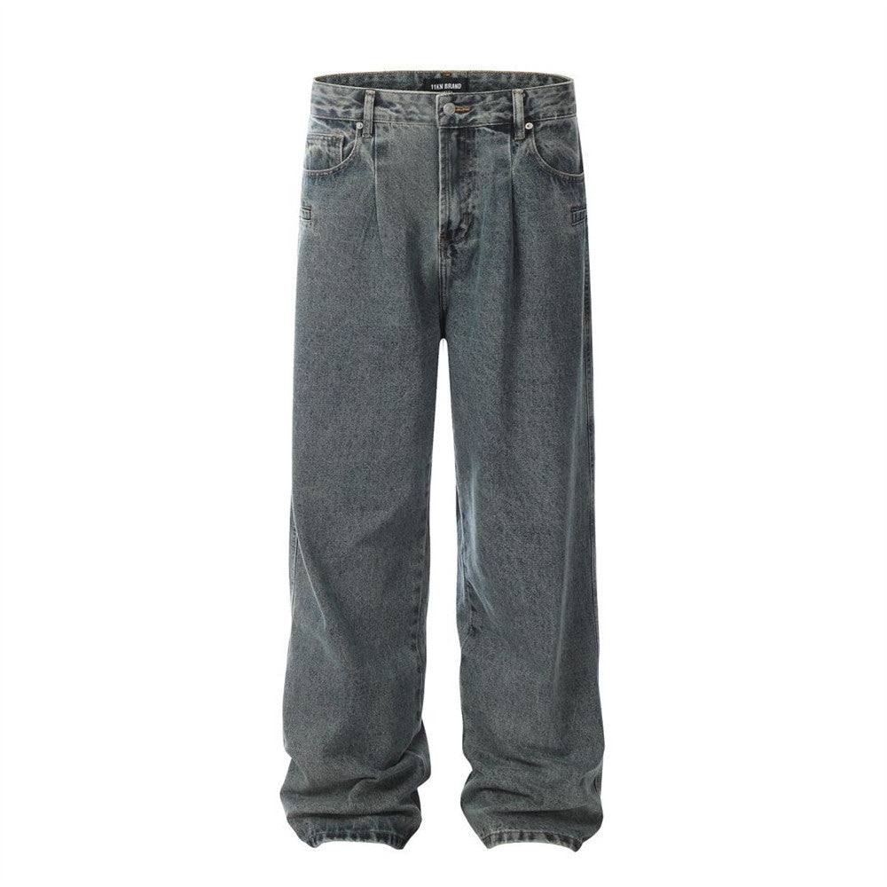 "NEW BEGINNING" Distressed Washed Loose Jeans For Men