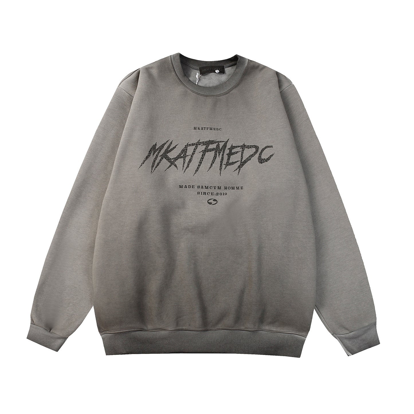 "BEGINNING" Round Neck Fleece-lined Sweater Men