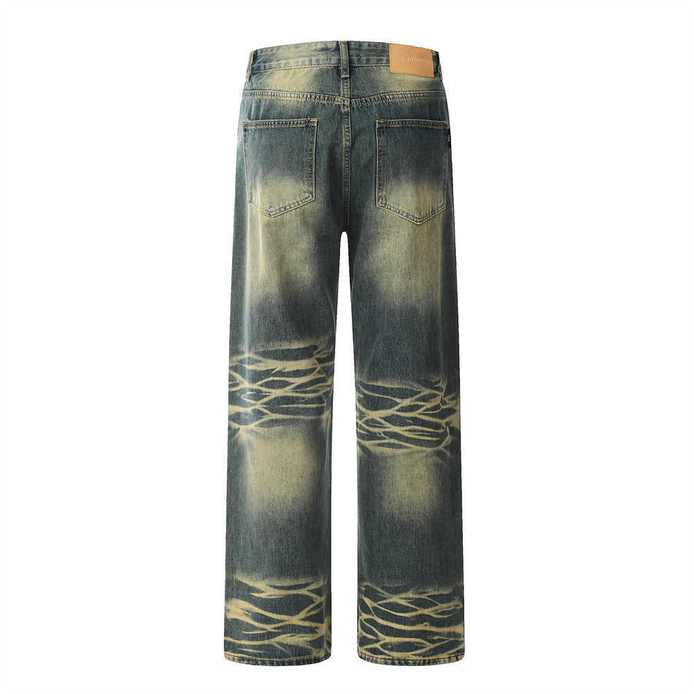 "SUN-STORM" Washed Jeans Men